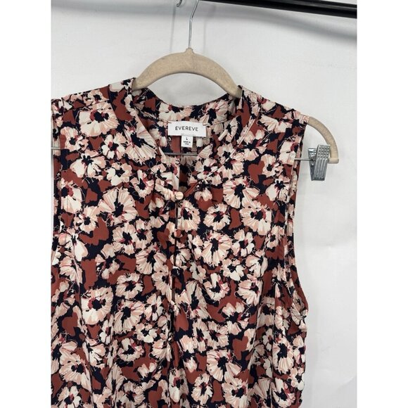 Evereve Floral Blouse Women Large Pink Half Button Prairie Bohemian Cottagecore - Picture 6 of 8